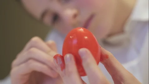 Coloring Red Easter Egg Stock Footage 105706631