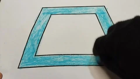 Coloring a right triangle with a blue crayon Stock Footage 224995308