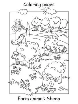 Coloring sheep vector Illustrazione stock