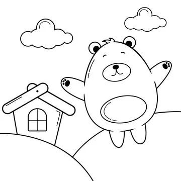 Coloring sheet of cute bear 스톡 일러스트
