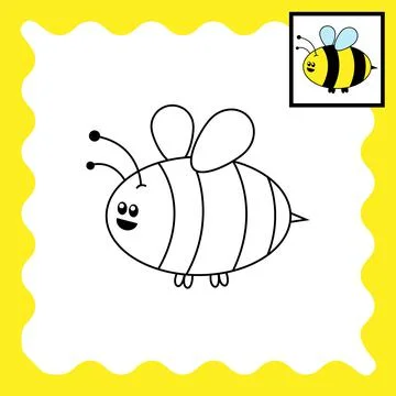 Coloring sheet of cute bee. Suitable for children's actvity book Stock Illustration