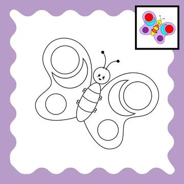 Coloring sheet of cute butterfly. Suitable for children's actvity book Stock Illustration
