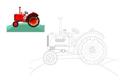 Coloring. Simple educational game for children. Vector illustration of a trac Stock Illustration