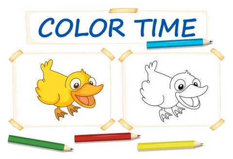Coloring template with cute duck Stock Illustration