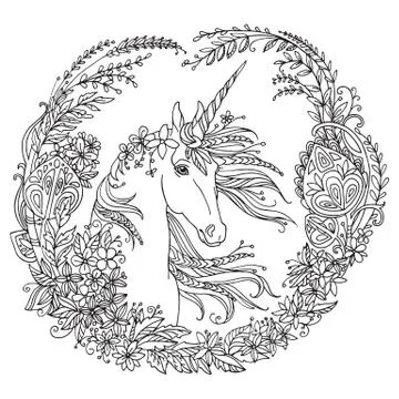 Coloring unicorn Illustrazione stock
