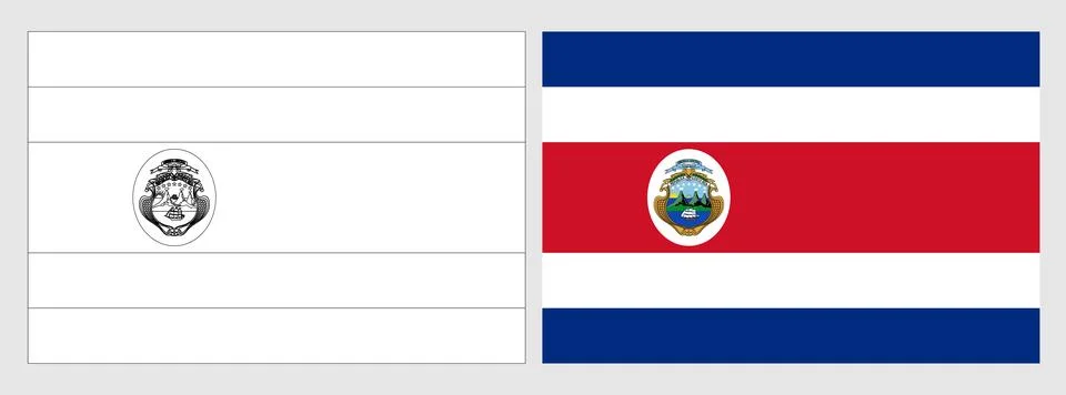 Coloring vector flag set of Costa Rica Stock Illustration