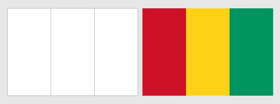 Coloring vector flag set of Guinea Stock Illustration