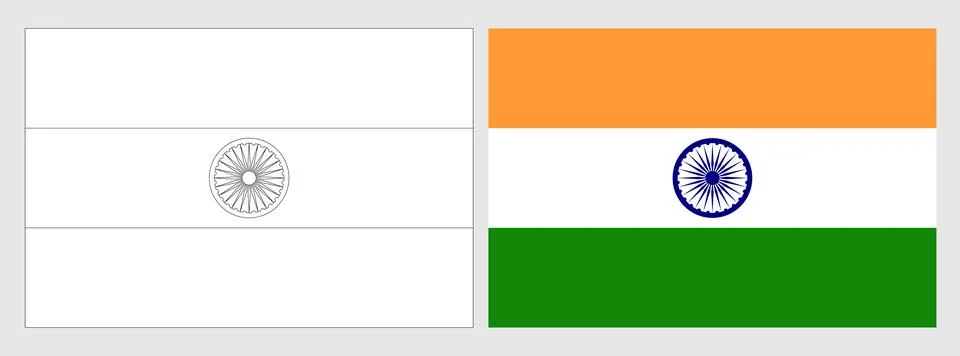 Coloring vector flag set of India Stock Illustration