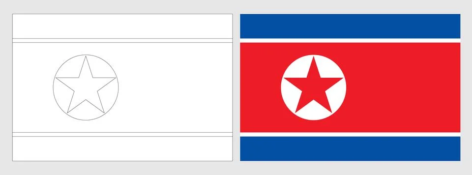Coloring vector flag set of North Korea Stock Illustration