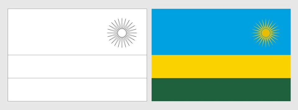 Coloring vector flag set of Rwanda Stock Illustration