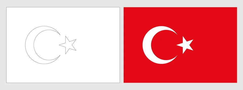 Coloring vector flag set of Turkey Stock Illustration