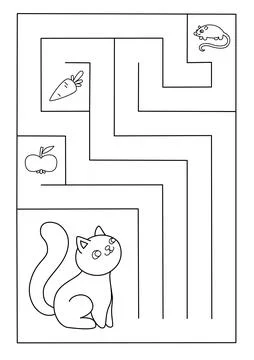 Coloring vector page with a logical maze for the youngest children Stock Illustration