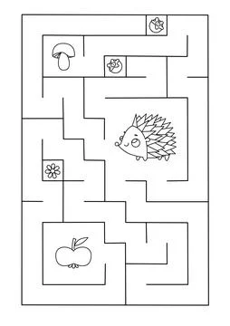 Coloring vector page with a logical maze for the children, vector illustration. Stock Illustration