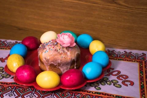 Coloring wax painted easter egg Stock Photos