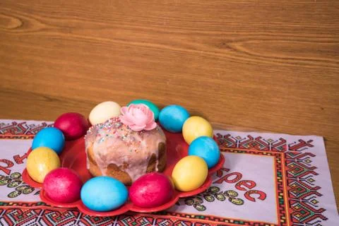 Coloring wax painted easter egg Stock Photos