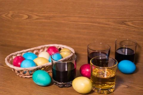 Coloring wax painted easter egg Stock Photos