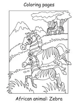 Coloring zebra vector Stock Illustration