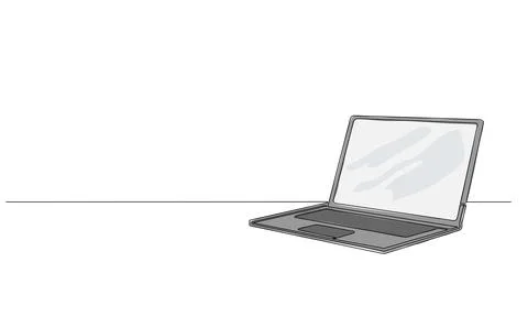 Colorized continuous single line drawing of laptop computer Stock-Illustration