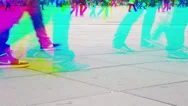 Colorized Foot Traffic In Alexanderplatz, Berlin Germany Stock Footage