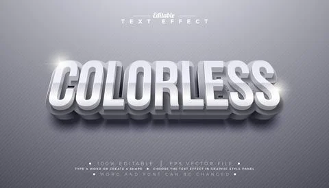 Colorless 3D Text Effect Design Editable and Scalable Vector Graphic Style Stock Illustration