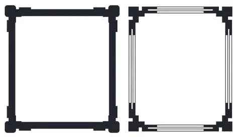 Colorless Black Frames with Decorative Corners Vector 스톡 일러스트