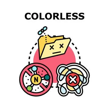 Colorless concept with folder, molecule, and tangled line icon Stock Illustration