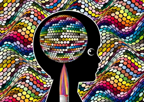Colors activate the Brain Stock Illustration