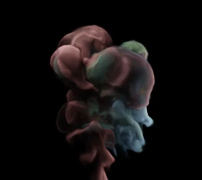 Colors and ink drop flows in water. Isolated on black, 3d illustration Stock Illustration