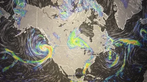 Colors Cloud Movement Map USA, Loop Video Stock Footage 293136503