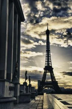 Colors of Eiffel Tower in Winter Stock Photos