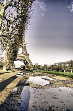 Colors of Eiffel Tower in Winter Stock Photos