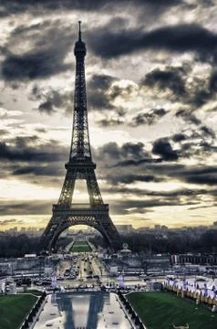 Colors of Eiffel Tower in Winter Stock Photos