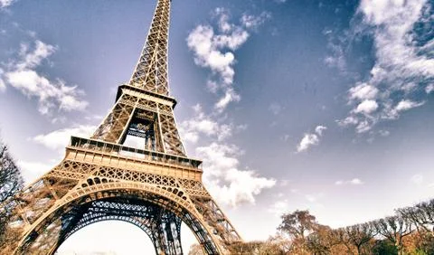 Colors of Eiffel Tower in Winter Stock Photos