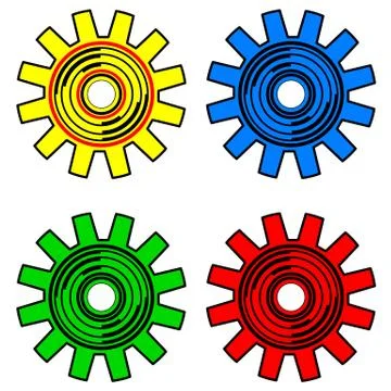 Colors  gears on white background vector Stock Illustration