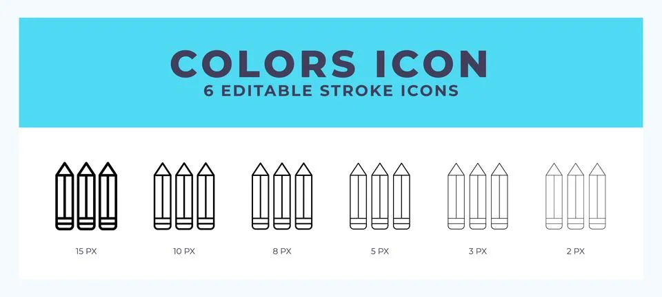 Colors icon set with different stroke. Vector illustration with editable st.. Stock Illustration