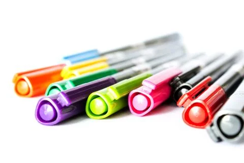 Colors marker pens isolated on white background Stock Photos