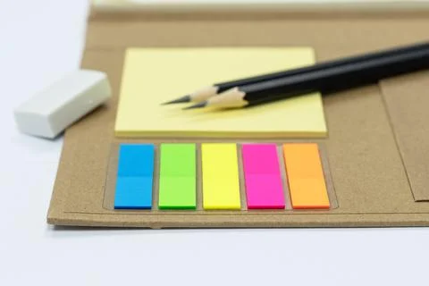 Colors note selective focus concept List and Reminder equipment for school .. Stock Photos