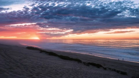 Colors of sky sunset ocean beach in New Zealand wild nature landscape Time lapse Stock Footage 150447628