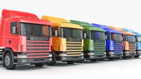 Colors truck. 3D rendering Stock Illustration