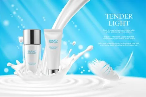 Colorstay make-up in elegant packaging on a background of drop of foundation Stock Illustration