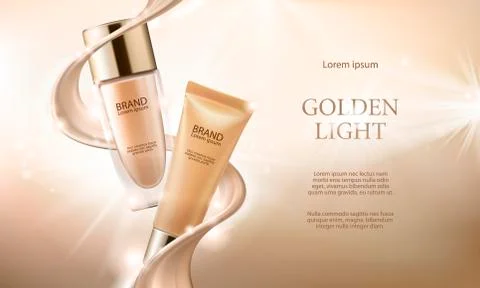 Colorstay make-up in elegant packaging on a background of drop of foundation Stock-Illustration