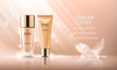 Colorstay make-up in elegant packaging on a background of drop of foundation Stock Illustration