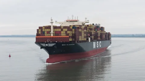 colossal msc container ship labeled eleo... | Stock Video | Pond5