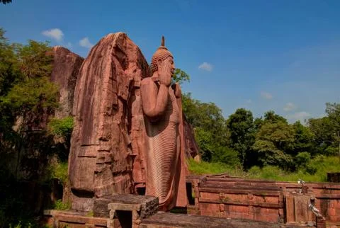 Colossal Statue of Avukana Buddha image, Sri Lanka Stock-Fotos