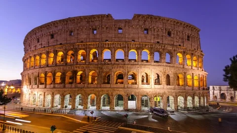Colosseum also known as Coliseum ampitheatre early morning time lapse view Video stock 83080804