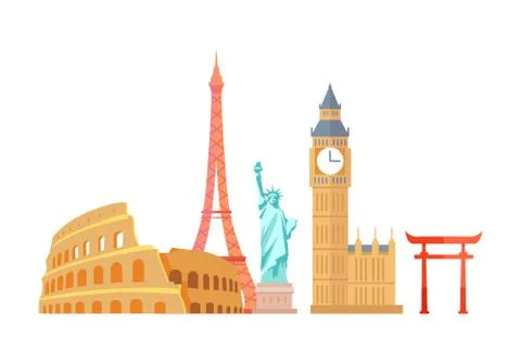 Colosseum and Eiffel Tower Vector Illustration Illustrazione stock