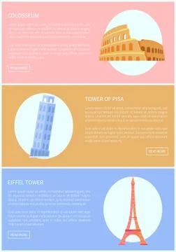 Colosseum and Tower of Pisa Vector Illustration イラスト素材