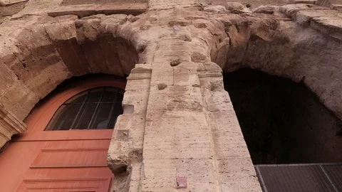 Colosseum close bottom-up view in a cloudy evening Stock Footage 100206318