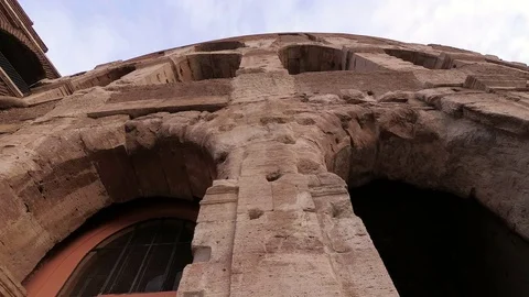 Colosseum close pan view in a cloudy evening Stock Footage 100205625