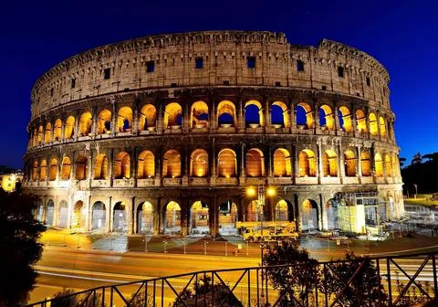 Colosseum at dusk in Rome Stock Photos